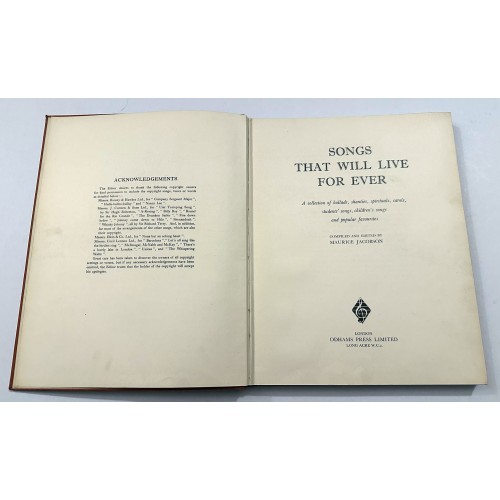 Vintage Song Book & Music - Songs That Will Live For Ever Maurice Jacobson Vintage Song Book & Music - Songs That Will Live For Ever Maurice Jacobson