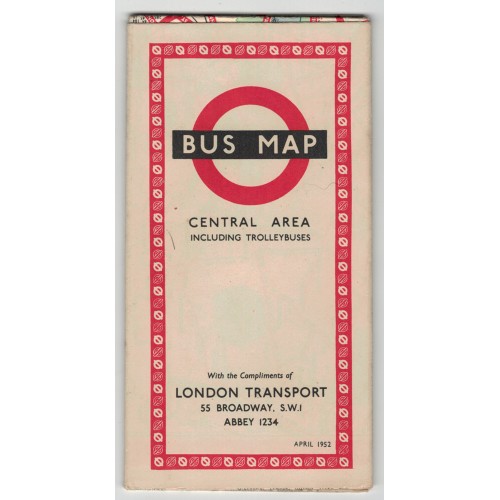 London Transport Central Bus Map April 1952 - 252/273E 250,000