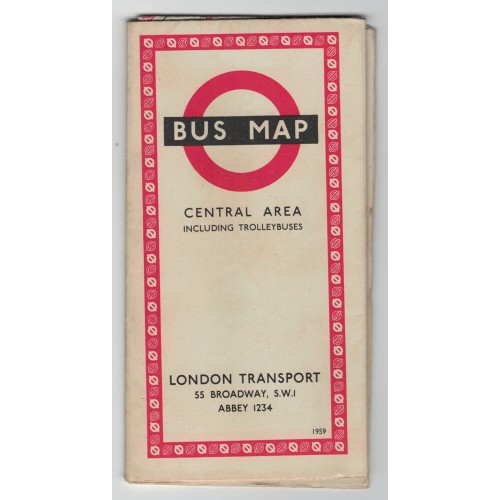 London Transport Central Bus Map 1957 - 557/1214L/500M