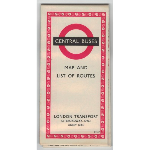 London Transport Central Bus Map 1962 No.3 - Print ref. 862/2329 E 250M(No.3)