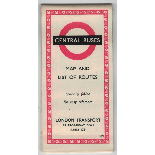 London Transport Central Bus Map 1963 No.1 - Print ref. 163/30 E 150M (No.1)