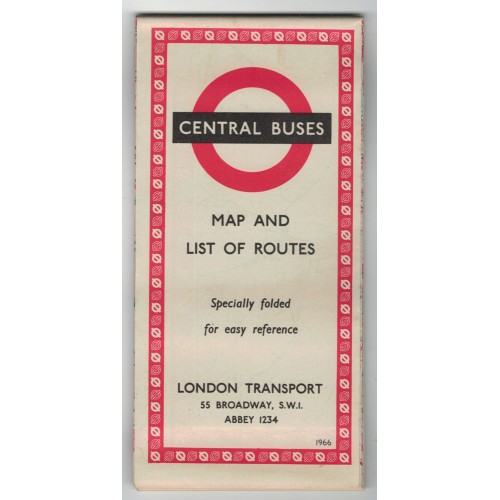London Transport Central Bus Map 1966 No.1 - Print ref. 266/417Z/350,000 No.1