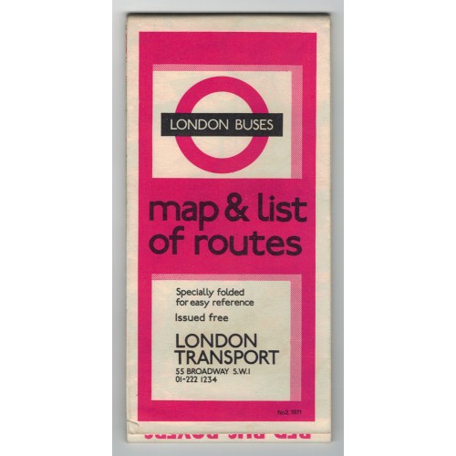 London Transport Bus Map 1971 No.2 Print ref. 571/2344M/350,000 24.7.71