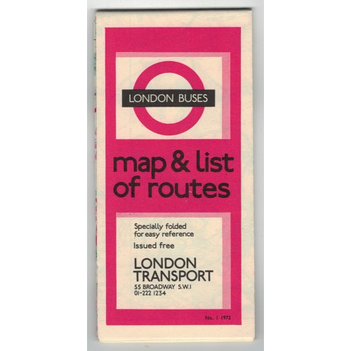 London Transport Bus Map 1972 No.1 Print ref. 172/1000M/250,000 8.1.72