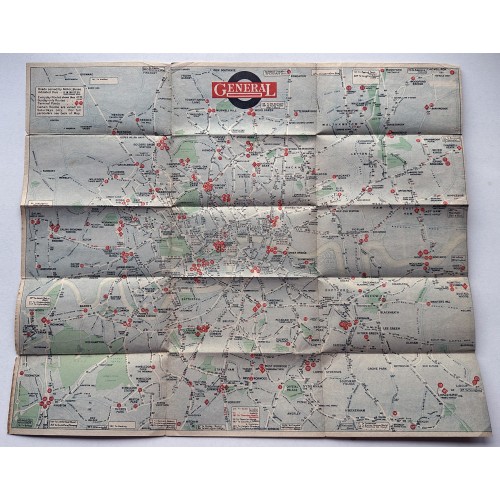 London General Bus Route Map - How To Travel About London - December 1921