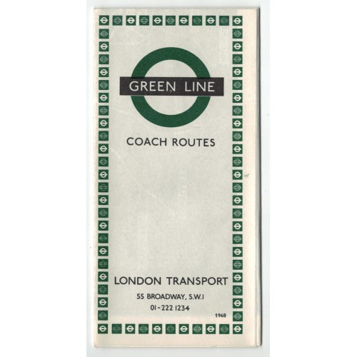 London Transport Green Line Coach Folder Map 1968 - print ref 168/149c/100m