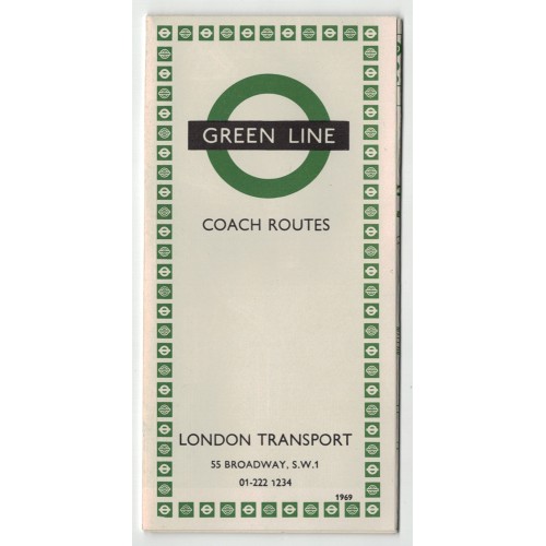 London Transport Green Line Coach Folder Map 1969 - print ref 669/2340S/150,000