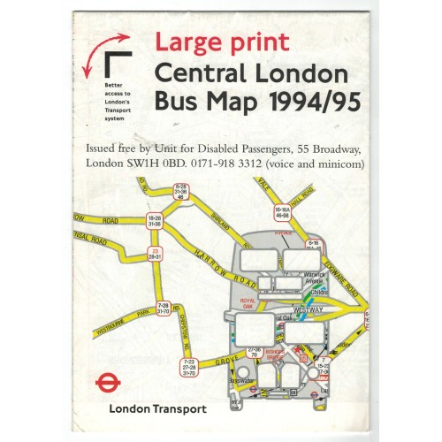 London Transport Large Print Central London Bus map 1994/95