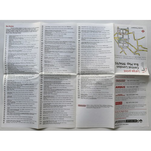 London Transport Large Print Central London Bus map 1994/95 London Transport Large Print Central London Bus map 1994/95