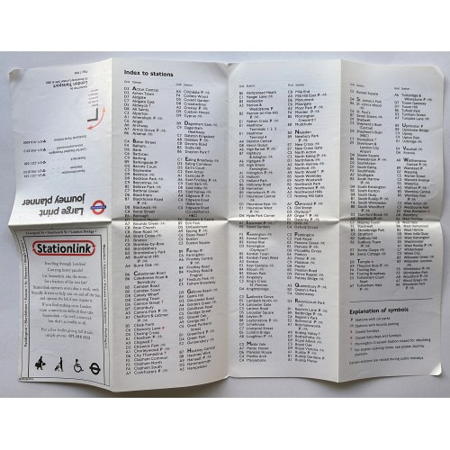 London Transport Underground Large Print Journey Planner May 1994