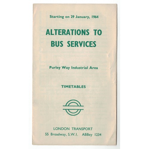 London Transport Alterations to Buses booklet Purley Way area 29/1/64