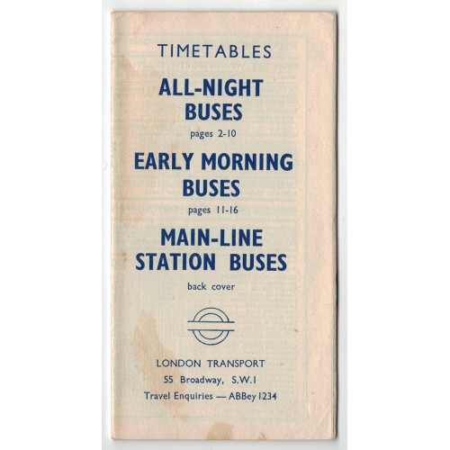 London Transport Night Bus Timetable Booklet (October 1957)