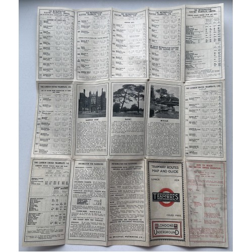 London Tramway Routes Map and Guide - Summer 1924 London Tramway Routes Map and Guide - Summer 1924
