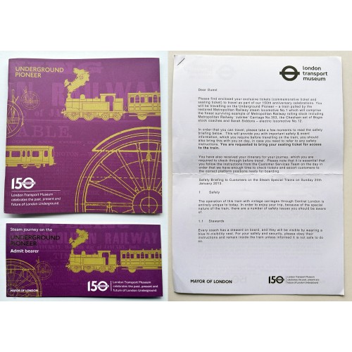 Underground Pioneer - 150th Anniversary Celebration brochure & ticket 2013