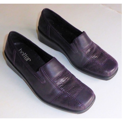 Hotter Plum Leather Comfort Concept Susan Slip On Flat Shoes - Women's Size 4.5