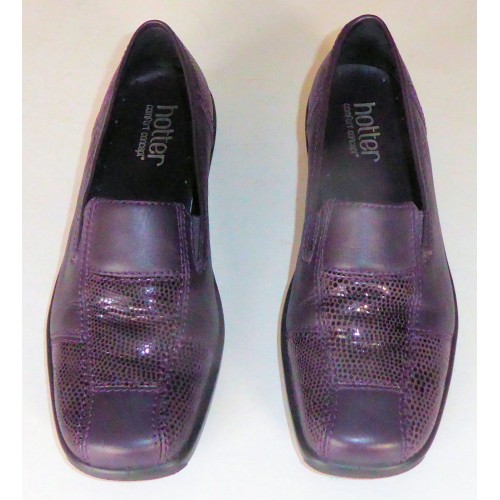 Hotter Plum Leather Comfort Concept Susan Slip On Flat Shoes - Women's Size 4.5