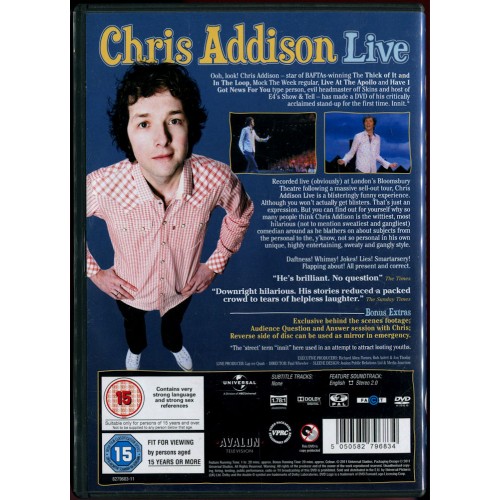Chris Addison Live (DVD 2011) Rating 15
