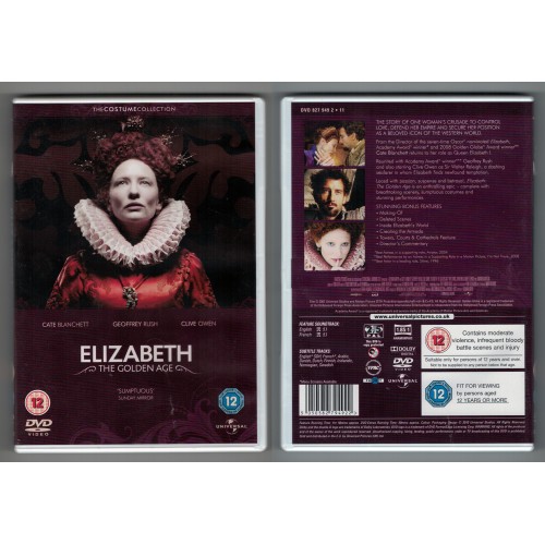 ELIZABETH - THE GOLDEN AGE DVD stars Cate Blanchett, Laurence Fox, John Shrapnel Rating 12