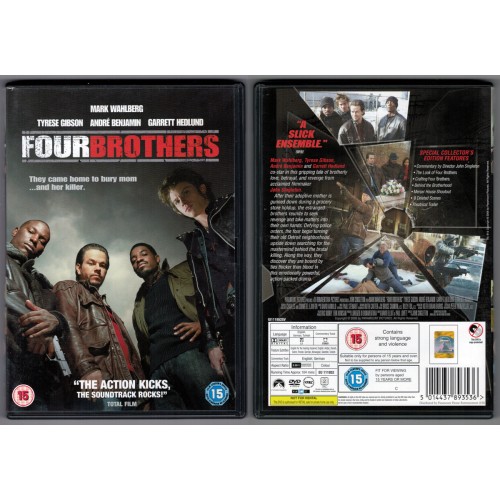 FOUR BROTHERS DVD starring Mark Wahlberg and Tyrese Gibson Rating 15