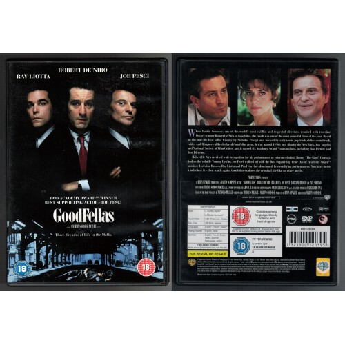 GOODFELLAS DVD starring Robert De Niro, Ray Liotta and Joe Pesci Rating 18