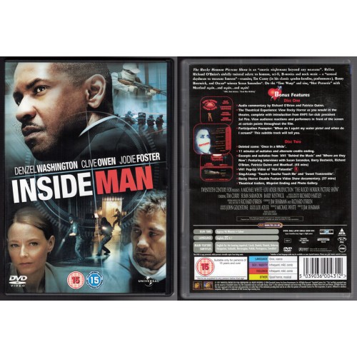 INSIDE MAN DVD starring Denzel Washington and Clive Owen Rating 15