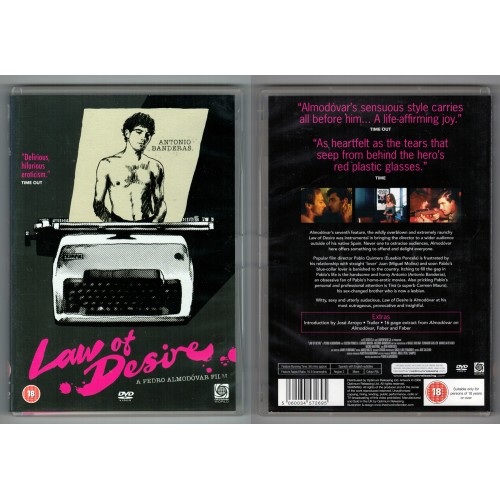 LAW OF DESIRE DVD - A Pedro Almondóvar Film with Antonio Banderas Rating 18