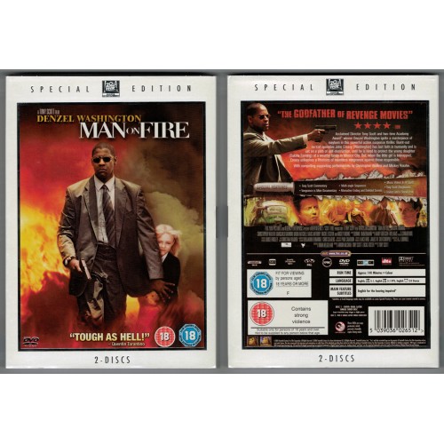 MAN ON FIRE 2-disc SPECIAL EDITION DVD with Denzel Washington Rating 18