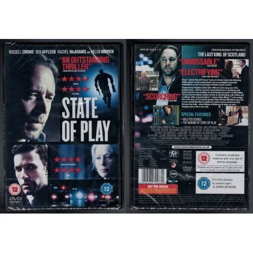 STATE OF PLAY DVD starring Russell Crowe and Helen Mirren BRAND NEW SEALED Rating 12