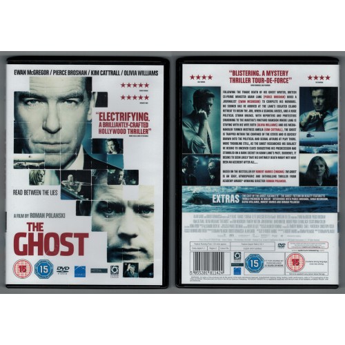 THE GHOST DVD stars Ewan McGregor, Pierce Brosnan, Kim Cattrall, Olivia Williams Rating 15