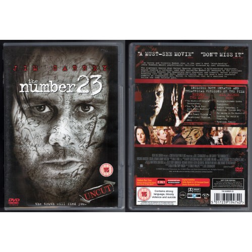 THE NUMBER 23 DVD with Jim Carrey Rating 15 THE NUMBER 23 DVD with Jim Carrey Rating 15