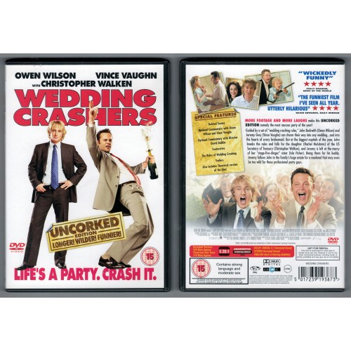 WEDDING CRASHERS Uncorked Edition DVD starring Owen Wilson and Vince Vaughn Rating 15 WEDDING CRASHERS Uncorked Edition DVD starring Owen Wilson and Vince Vaughn Rating 15