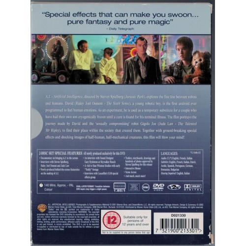 A.I. Artificial Intelligence (DVD 2002) [2 Disc Set] Rating 12