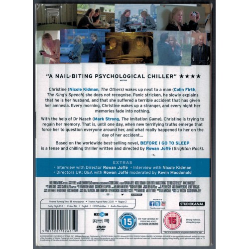 Before I Go To Sleep (DVD 2015) Rating 15