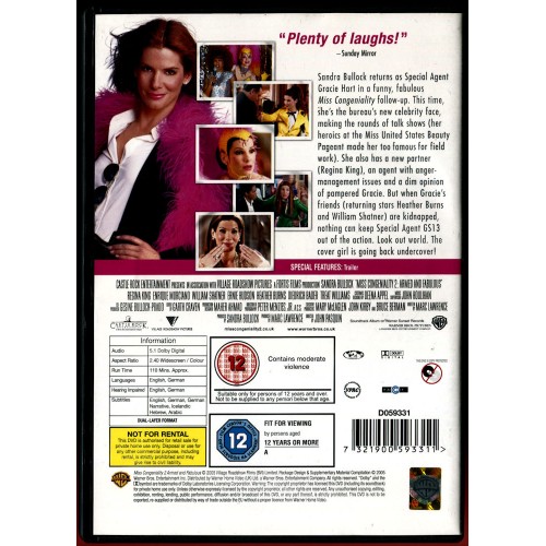 Miss Congeniality 2 - Armed And Fabulous (DVD 2005) Rating 12 Miss Congeniality 2 - Armed And Fabulous (DVD 2005) Rating 12