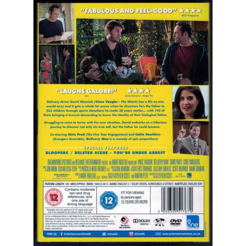 Delivery Man (DVD 2014) Rating 12 - BRAND NEW