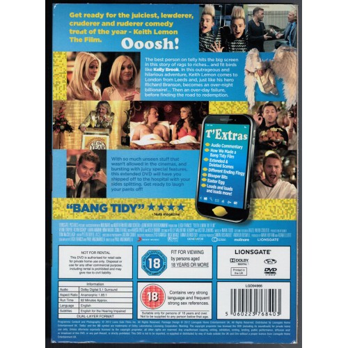 Keith Lemon - The Film (DVD 2012) Rating 18