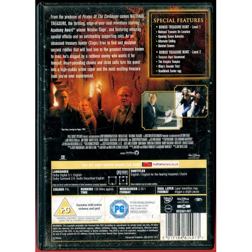 National Treasure (DVD 2005) [Ex-Rental Copy] Rating PG
