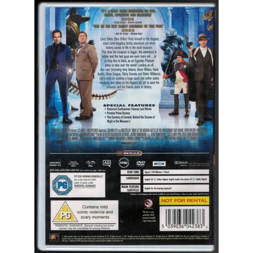 Night At The Museum 2 - Escape From The Smithsonian (DVD 2009) Rating PG