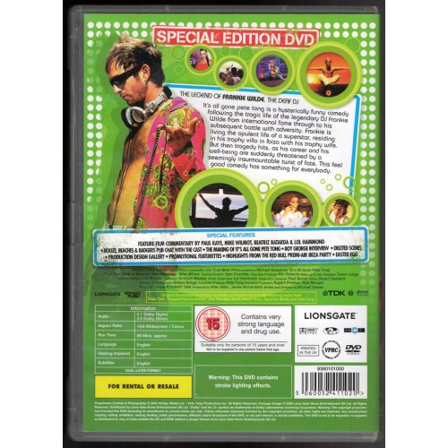 It's All Gone Pete Tong - Special Edition DVD (2006) Rating 15 It's All Gone Pete Tong - Special Edition DVD (2006) Rating 15