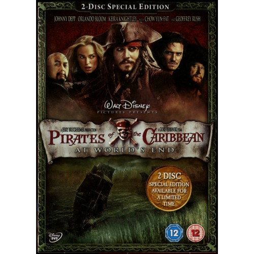 Pirates Of The Caribbean (DVD) Set of 3 Films - Rating 12