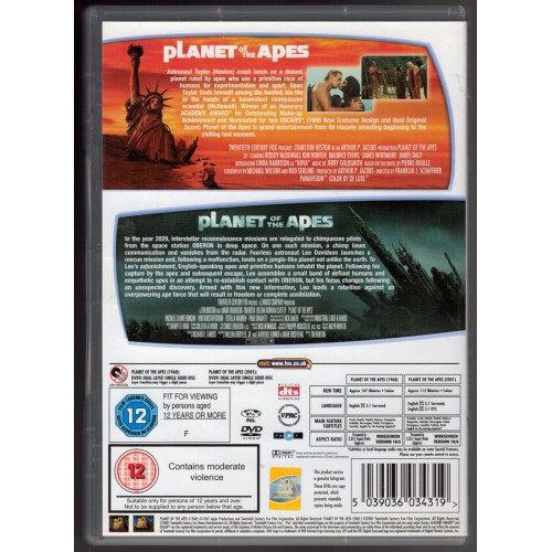 Planet Of The Apes 1968 / Planet Of The Apes 2001 (2 DVD 2007) Rating 12