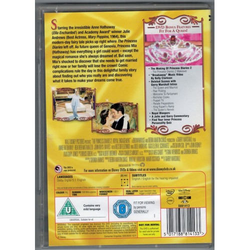 The Princess Diaries 2 - Royal Engagement (DVD 2005) Rating U The Princess Diaries 2 - Royal Engagement (DVD 2005) Rating U