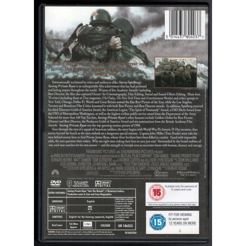Saving Private Ryan (DVD 2000) Rating 15