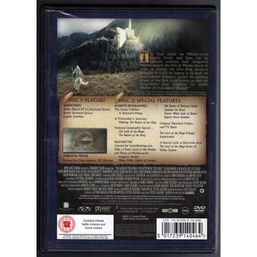 The Lord Of The Rings: The Return Of The King (2 DVD 2004) [Ex-Rental] Rating 12