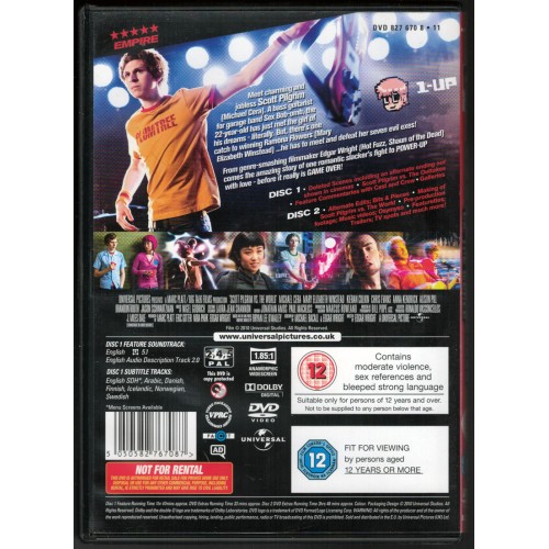 Scott Pilgrim Vs. The World (2 DVD 2010) Rating 12