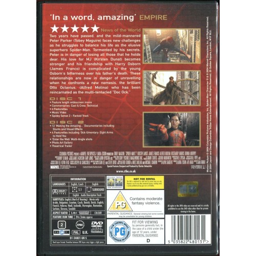 Spider-Man 2 (DVD 2004) Rating PG - 2 Disc Special Edition