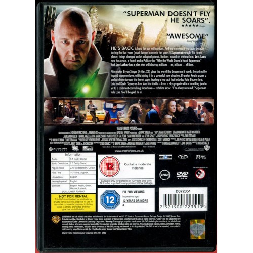 Superman Returns (DVD 2006) Rating 12