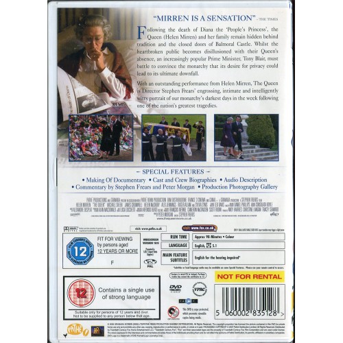 The Queen (DVD 2007) Rating 12 - BRAND NEW
