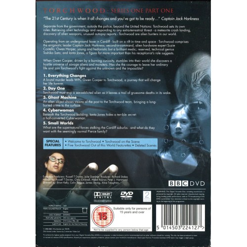 BBC Torchwood - Series 1 Part 1 (DVD 2006) Rating 15 - Episodes 1 - 5 BBC Torchwood - Series 1 Part 1 (DVD 2006) Rating 15 - Episodes 1 - 5