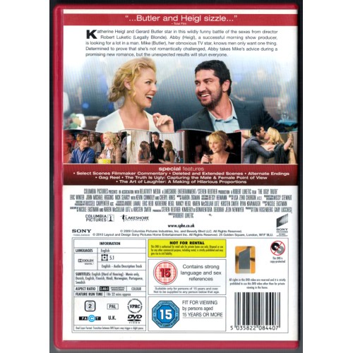 The Ugly Truth (DVD 2010) Rating 15